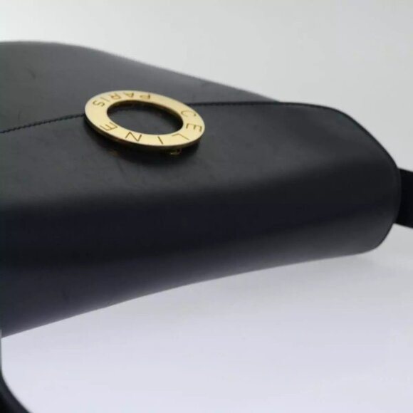 CELINE Shoulder Bag Leather Navy Authentic - Picture 10 of 16